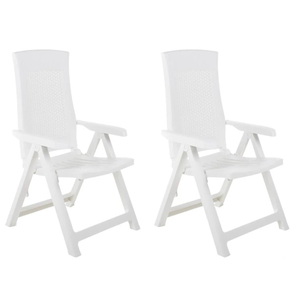 Reclining garden chairs, 2 pcs., white, plastic