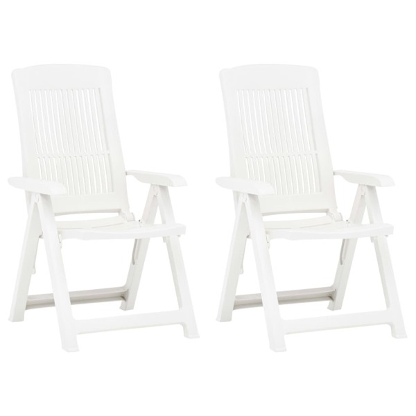 Reclining garden chairs, 2 pcs., white, plastic