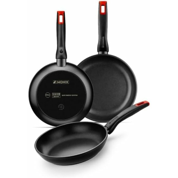 Set of Frying Pans Monix PRO Black 3 Pieces