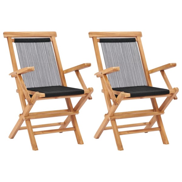 Folding garden chairs, 2 pcs., solid teak and rope
