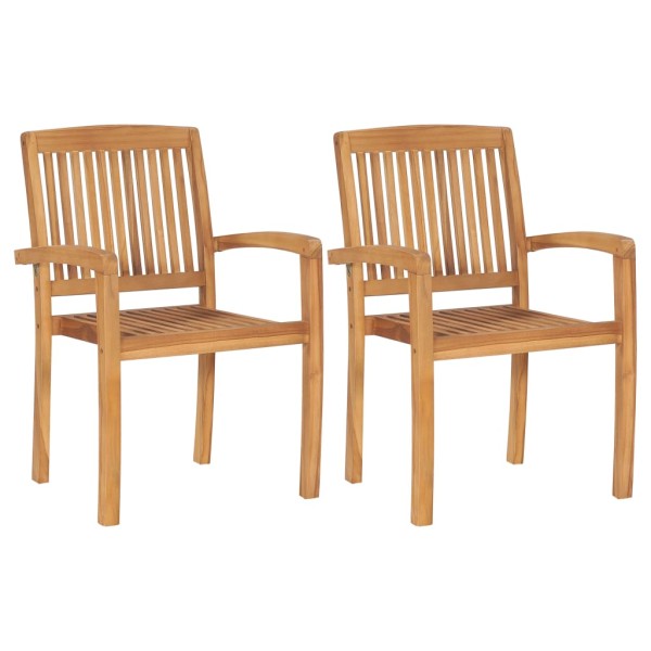 Stackable garden dining chairs, 2 pcs., solid teak