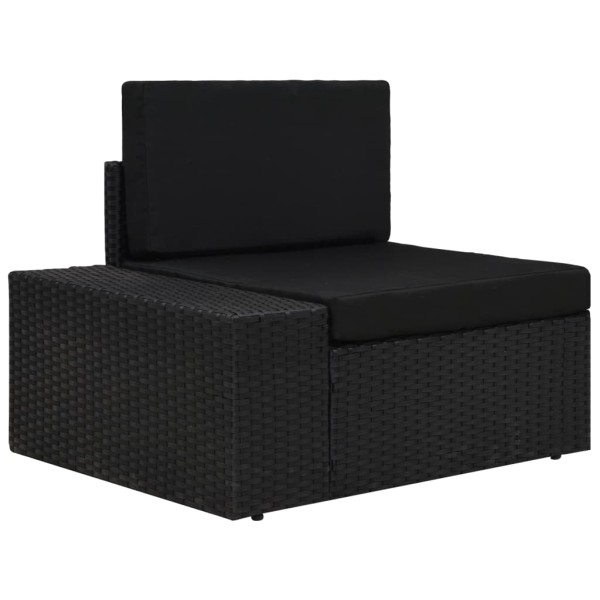 Modular corner sofa with armrest, black, polyrattan