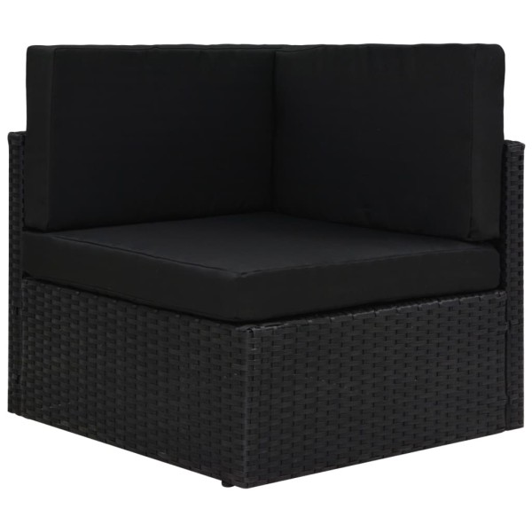 Modulinė kampinė sofa, juodos spalvos, poliratanas