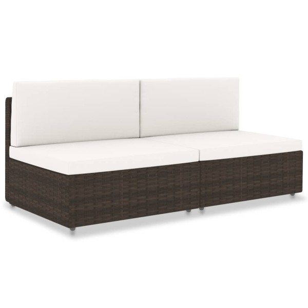 Modular double sofa, brown color, polyrattan