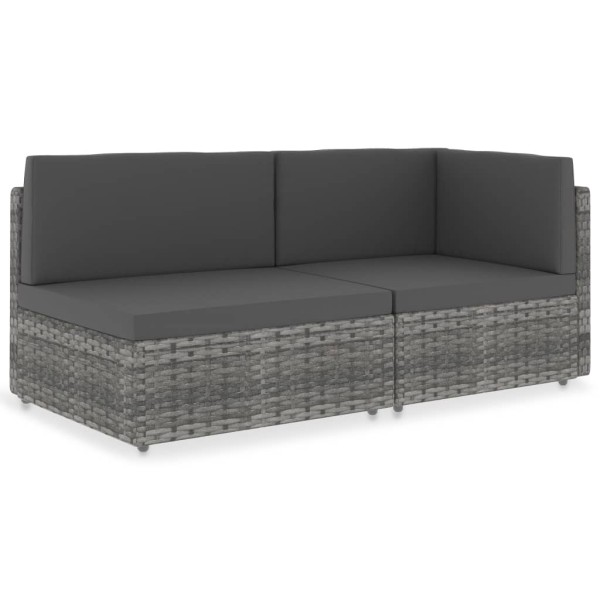 Modular two-seater sofa, gray color, polyrattan