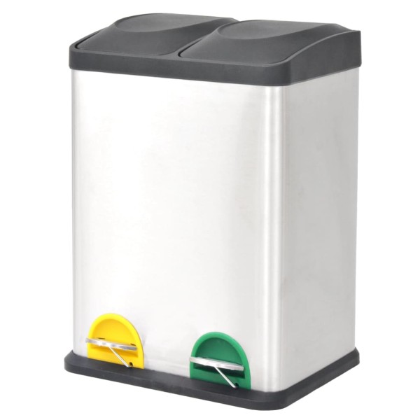 Trash, for sorting, stainless steel, with pedal, 36l