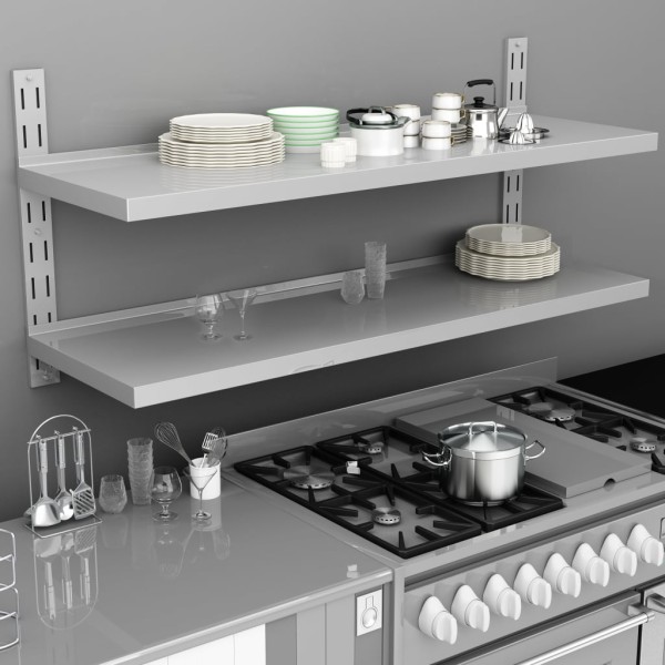 Hanging shelf, 150x30cm, stainless steel, 2 levels