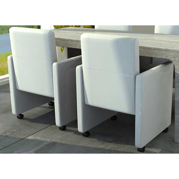 Dining room chairs, 2 pcs., white color, artificial leather