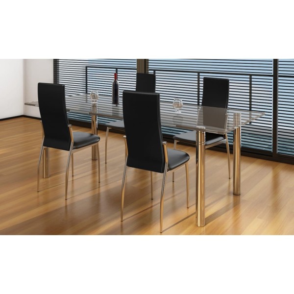 Dining room chairs, 4 pcs., black color, artificial leather