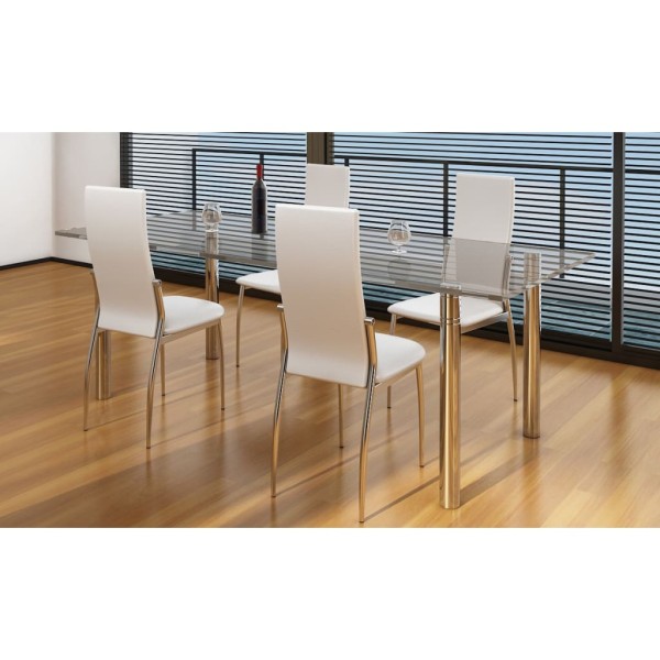 Dining room chairs, 4 pcs., white color, artificial leather