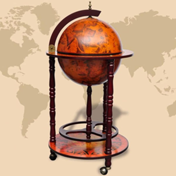 Globe-shaped wine bottle holder, eucalyptus wood