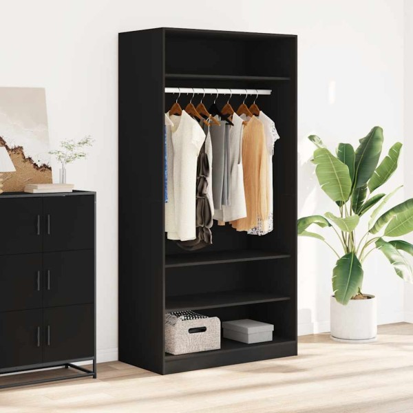 Wardrobe, black, 100x50x200cm, processed wood