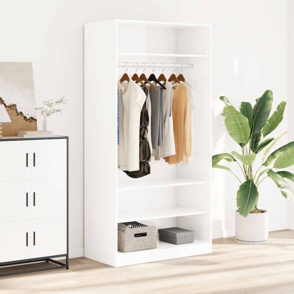 Wardrobe, white, 100x50x200cm, processed wood, glossy