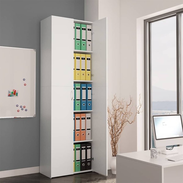 Office cabinet, white, 60x32x190cm, processed wood