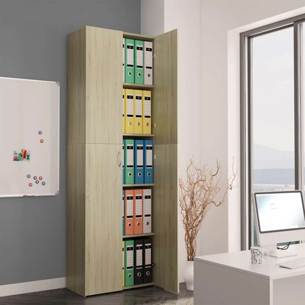 Office cabinet, sonoma oak, 60x32x190cm, processed wood