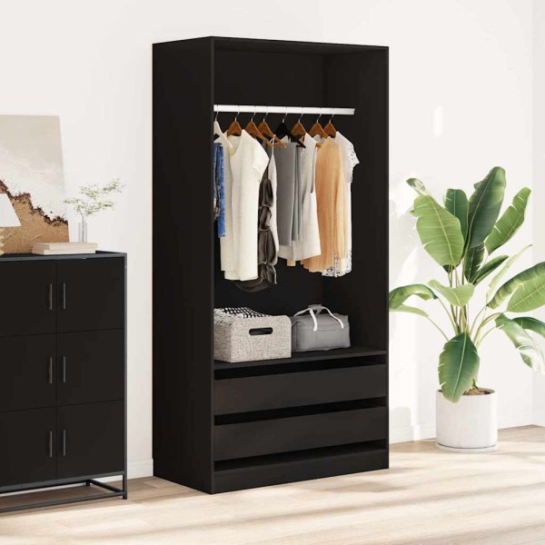 Wardrobe, black, 100x50x200cm, processed wood