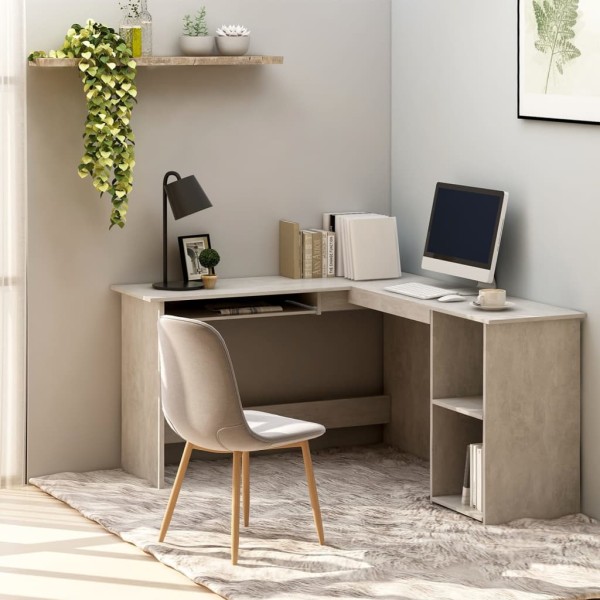 Corner table, concrete, 120x140x75cm, wood, L-shaped