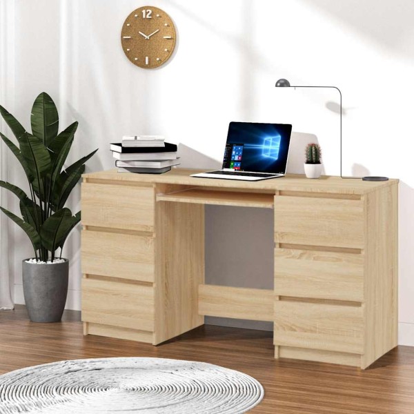Desk, sonoma oak, 140x50x77cm, treated wood