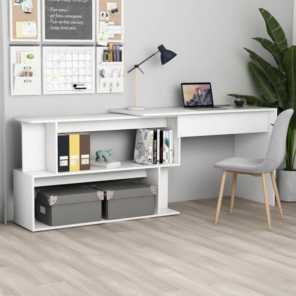 Corner desk, white, 200x50x76cm, wood