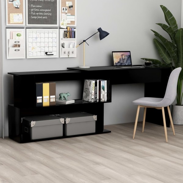 Corner desk, black, 200x50x76cm, wood