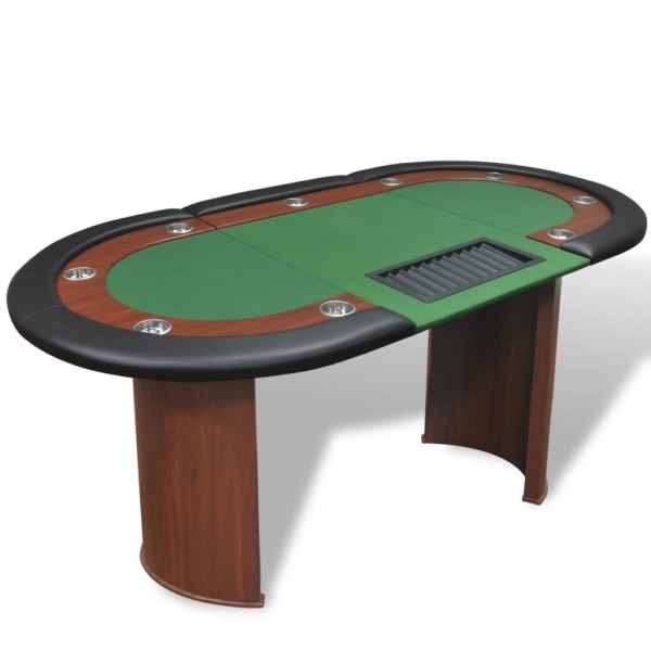 10 games poker table with dealer place, chip box, green