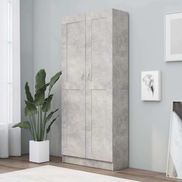 Bookcase, concrete, 82.5x30.5x185.5cm, processed wood
