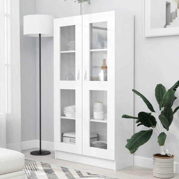 Display cabinet, white, 82.5x30.5x150cm, treated wood