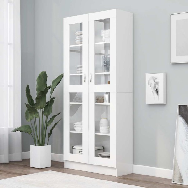 Display cabinet, white, 82.5x30.5x185cm, treated wood