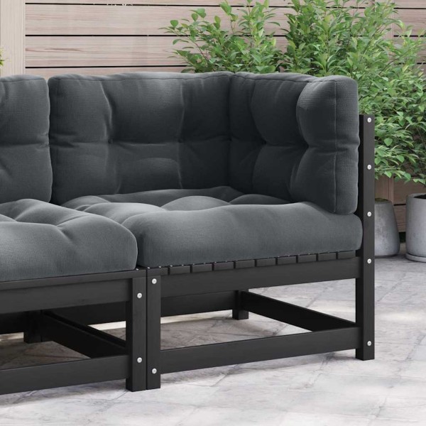 Corner garden sofa with anthracite cushions, solid pine