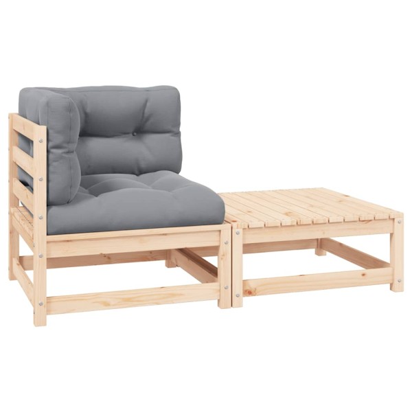 Garden set with cushions, 2 parts, solid pine