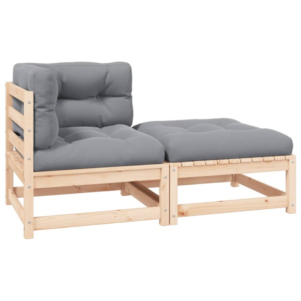 Garden set with cushions, 2 parts, solid pine