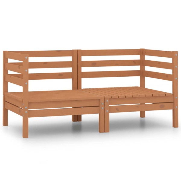 Corner garden sofas, 2 units, brown solid pine wood