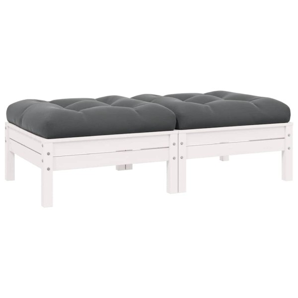 Two-seater garden sofa with cushions, white, solid pine