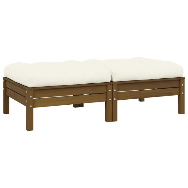 Double garden sofa with cream cushions, solid pine
