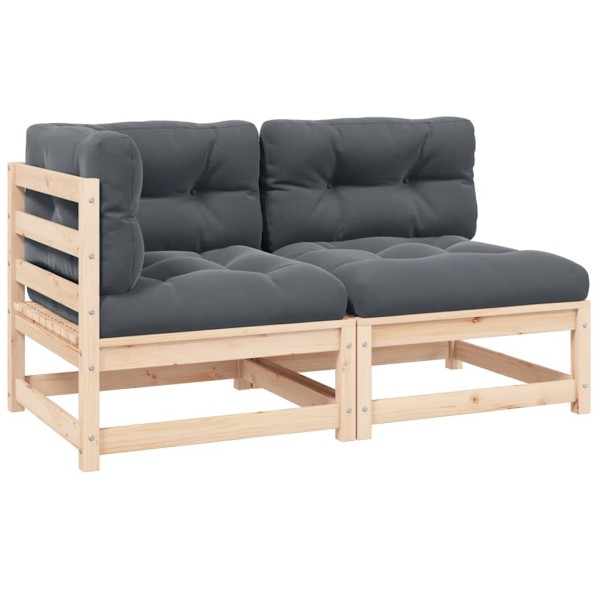 Garden set with cushions, 2 parts, solid pine