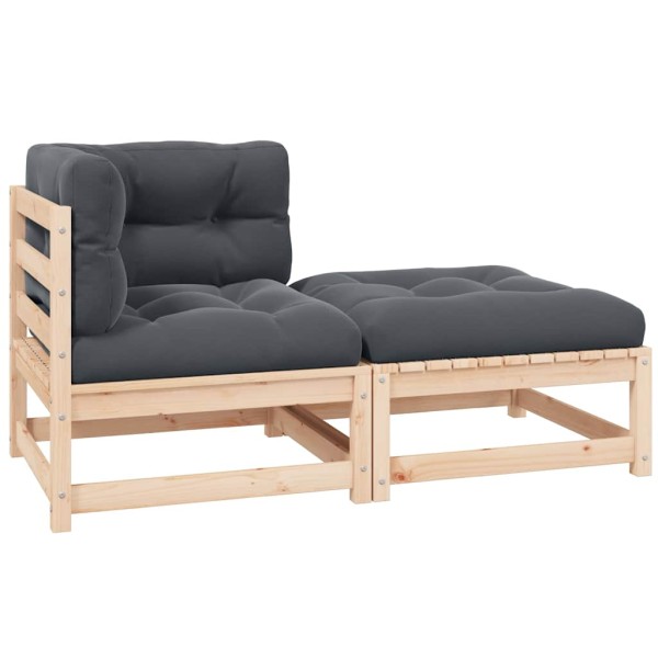 Garden set with cushions, 2 parts, solid pine