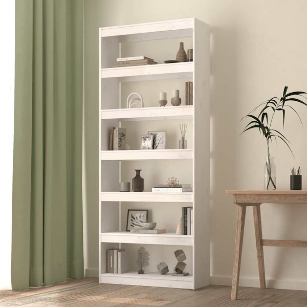 Bookcase/room divider, white, 80x30x199.5cm, pine