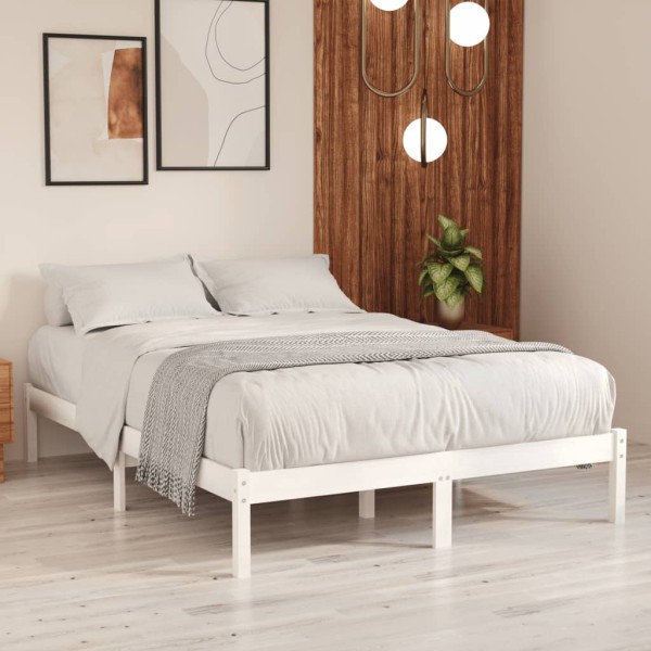 Bed frame, white, 180x200cm, solid wood, extra large