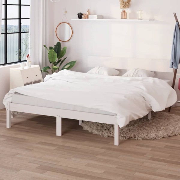 Bed frame, white, 160x200 cm, solid pine wood