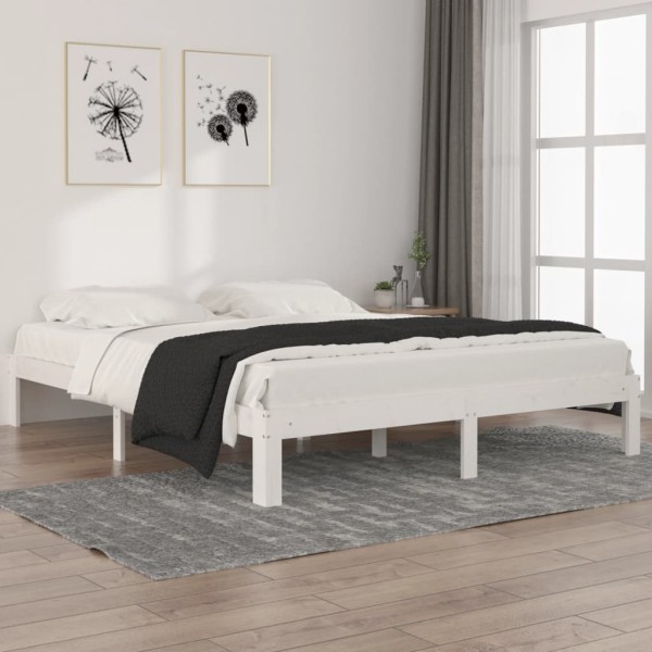 Bed frame, white, 160x200 cm, solid pine wood