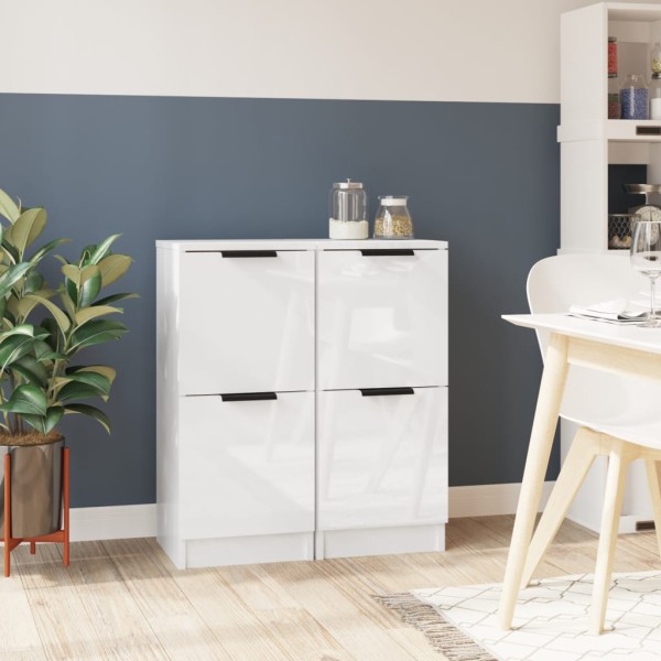 Side cabinets, 2 pcs., white, 30x30x70cm, wood, glossy