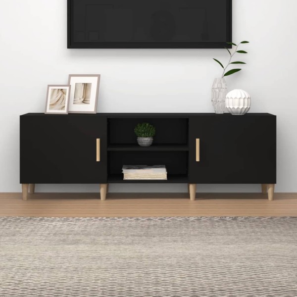 TV cabinet, black, 150x30x50cm, processed wood