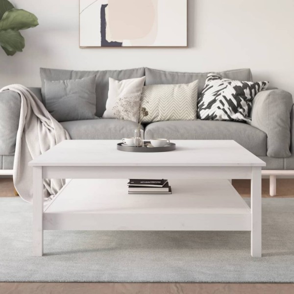 Coffee table, white, 100x100x40 cm, solid pine