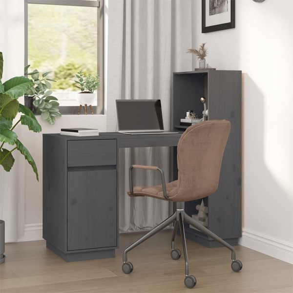 Desk, gray, 110x53x117cm, solid pine wood