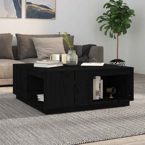 Coffee table, black, 100x101x40.5cm, solid pine