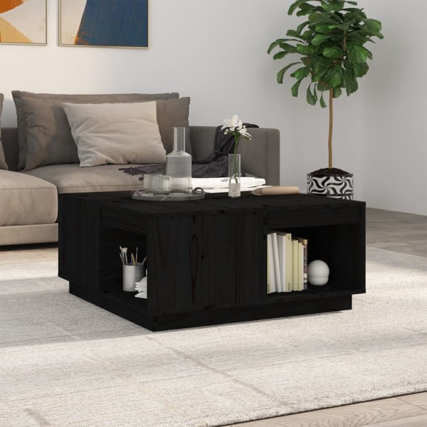 Coffee table, black, 80x81x36.5cm, solid pine wood