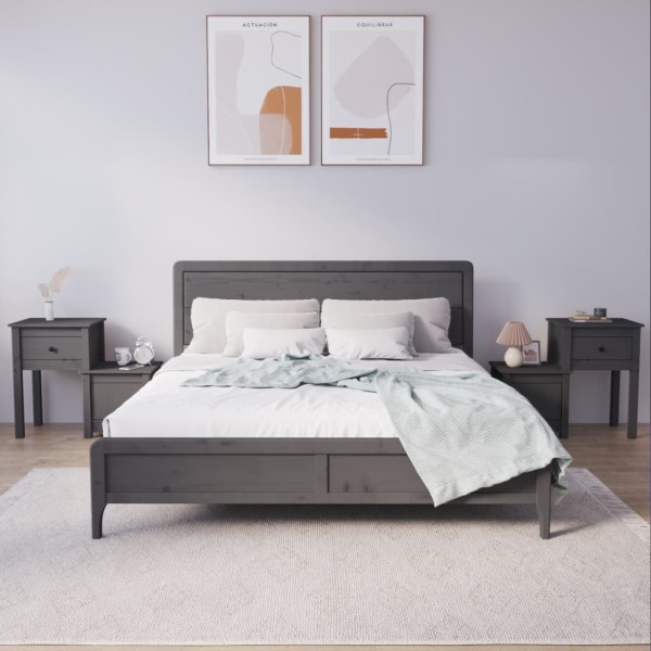 Nightstands, 2 pcs., gray, 79.5x38x65.5cm, pine
