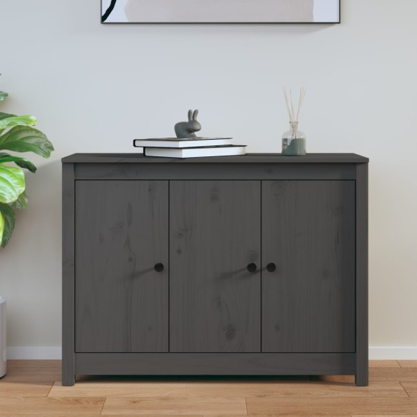 Side cabinet, gray, 100x35x74cm, solid pine wood