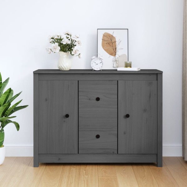 Side cabinet, gray, 100x35x74cm, solid pine wood