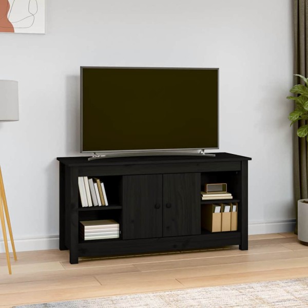 TV cabinet, black, 103x36.5x52cm, solid pine